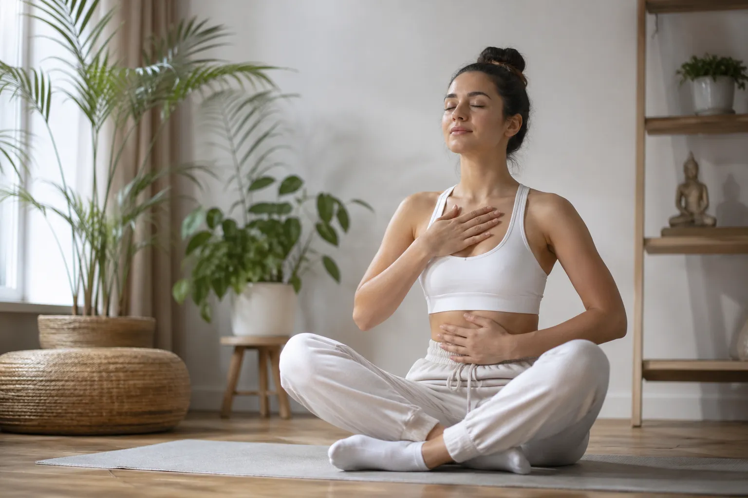 Eenvoudige ademhalingsoefeningen om te ontspannen en tot rust te komen.